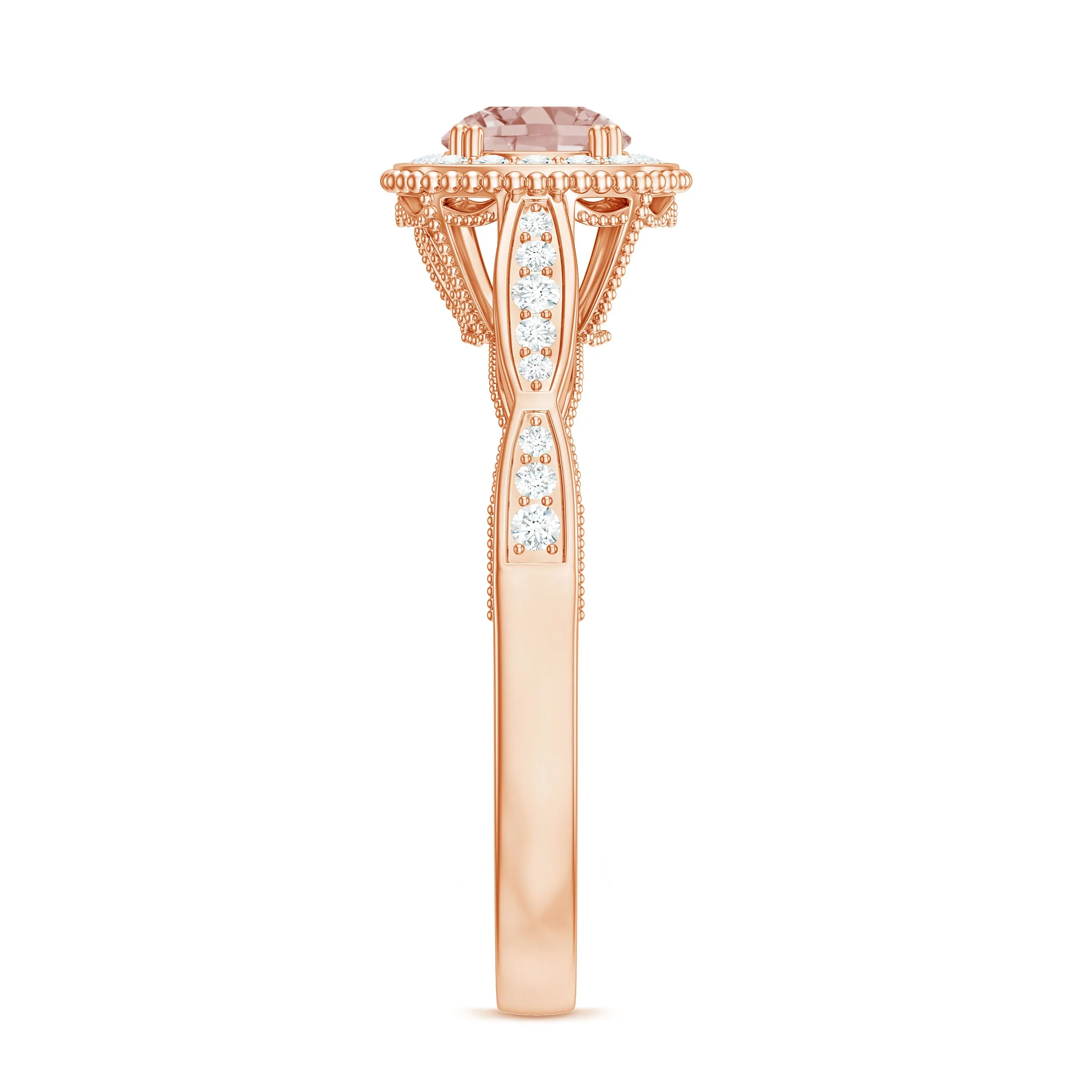 Morganite and Diamond Vintage Engagement Ring