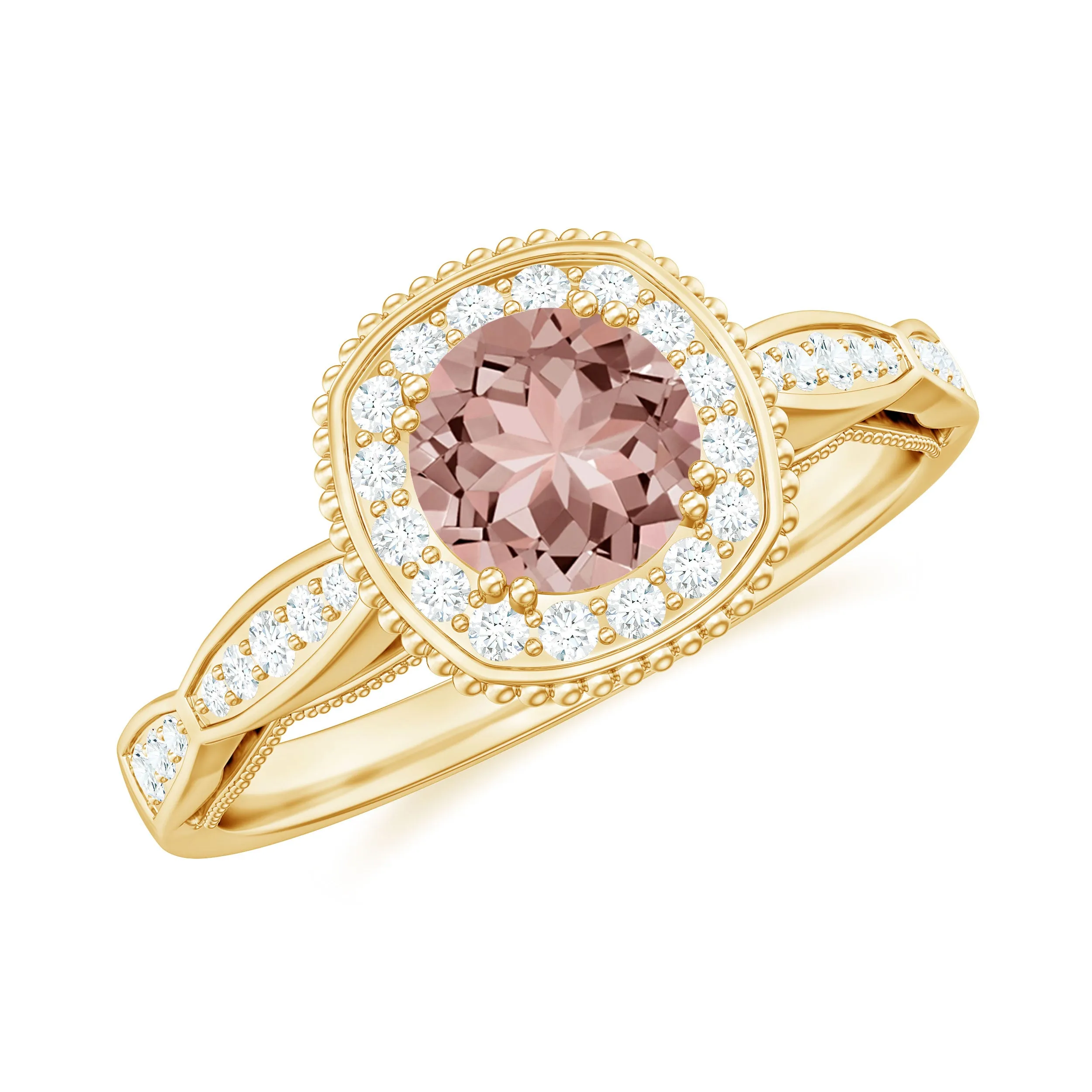 Morganite and Diamond Vintage Engagement Ring