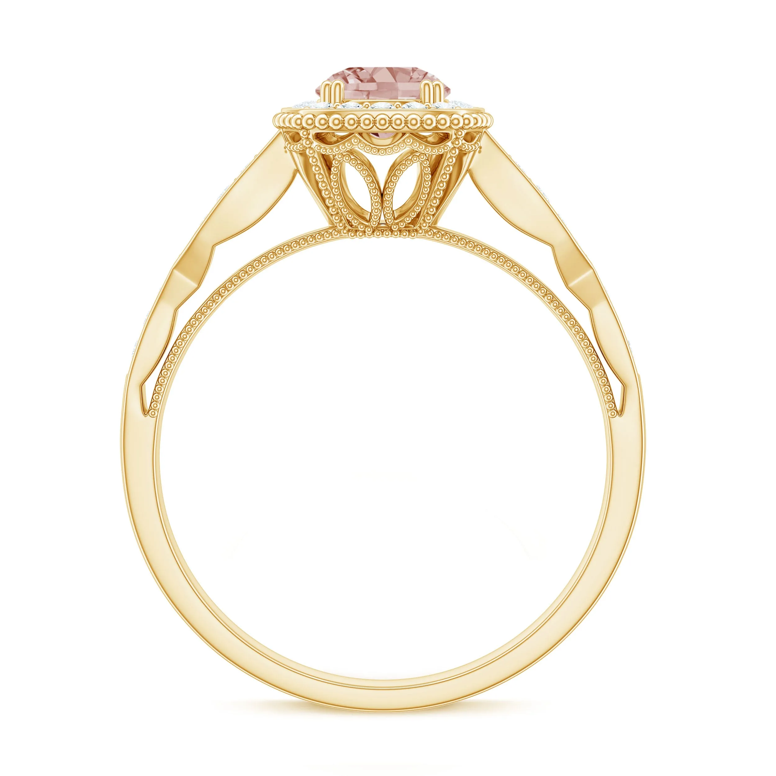 Morganite and Diamond Vintage Engagement Ring