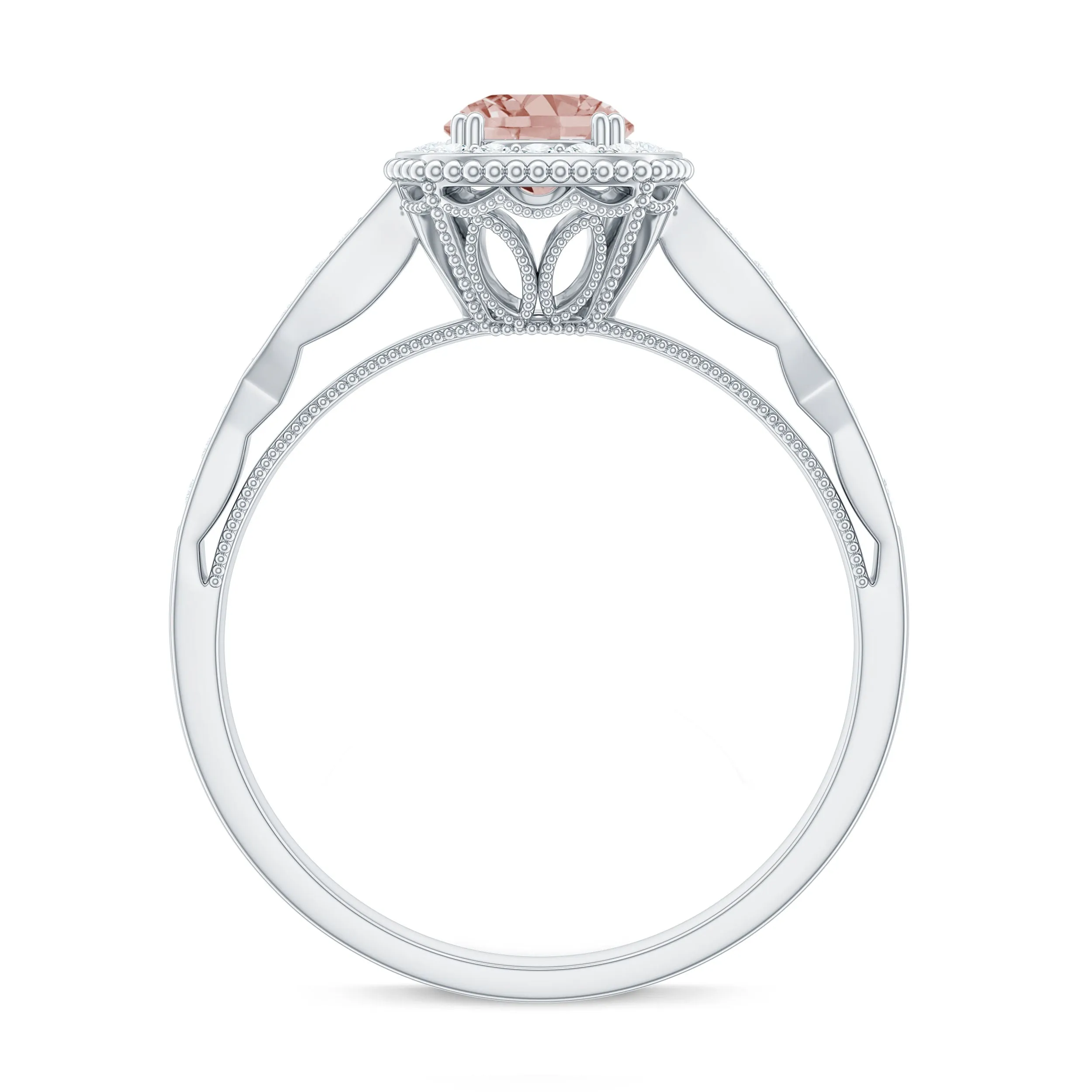 Morganite and Diamond Vintage Engagement Ring