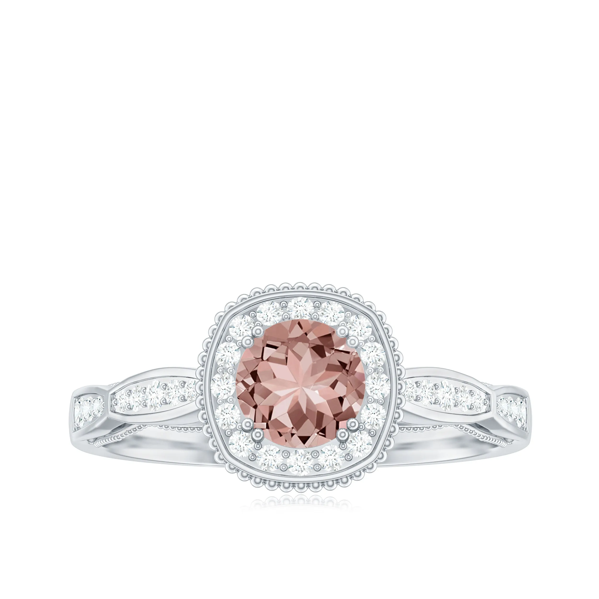 Morganite and Diamond Vintage Engagement Ring