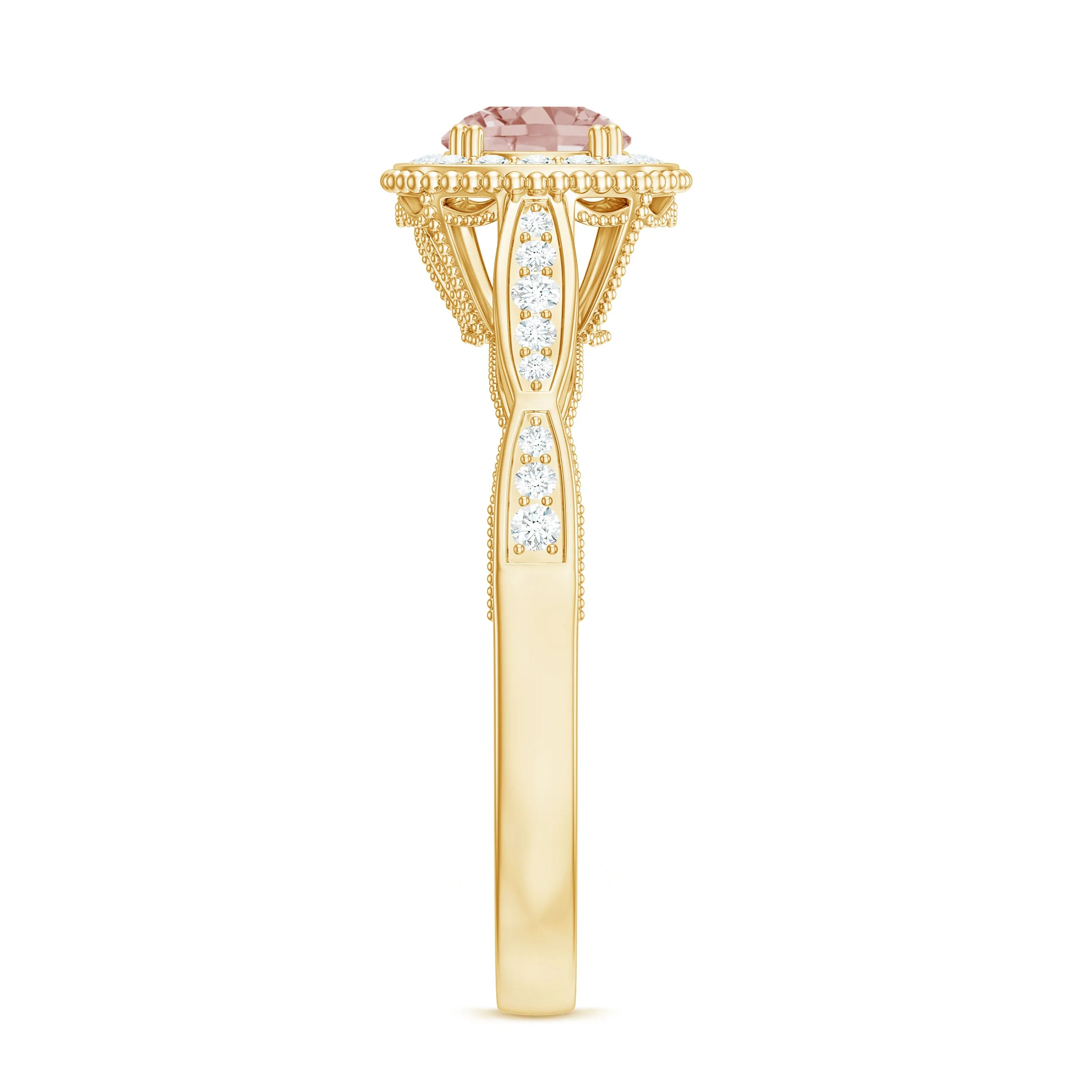 Morganite and Diamond Vintage Engagement Ring