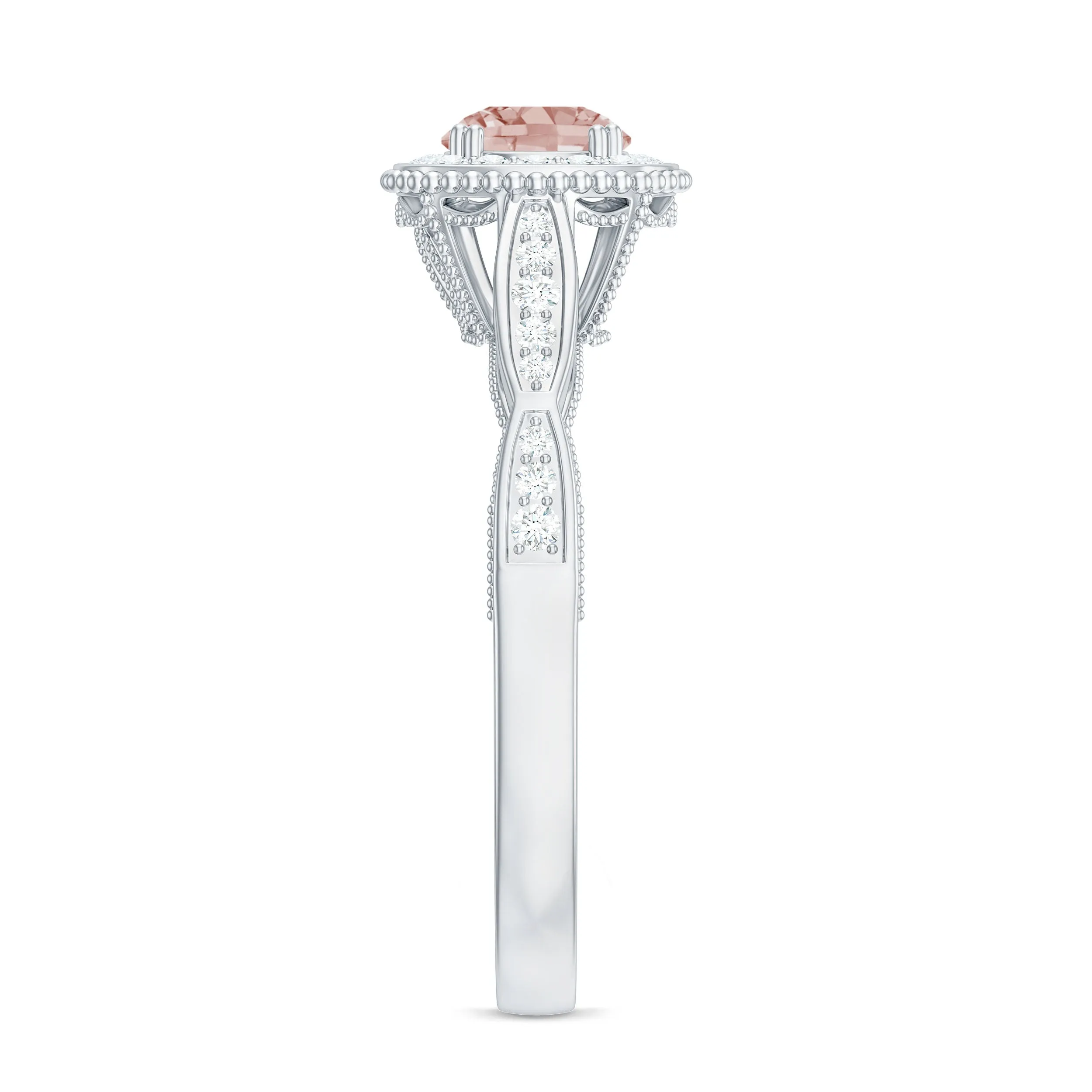 Morganite and Diamond Vintage Engagement Ring
