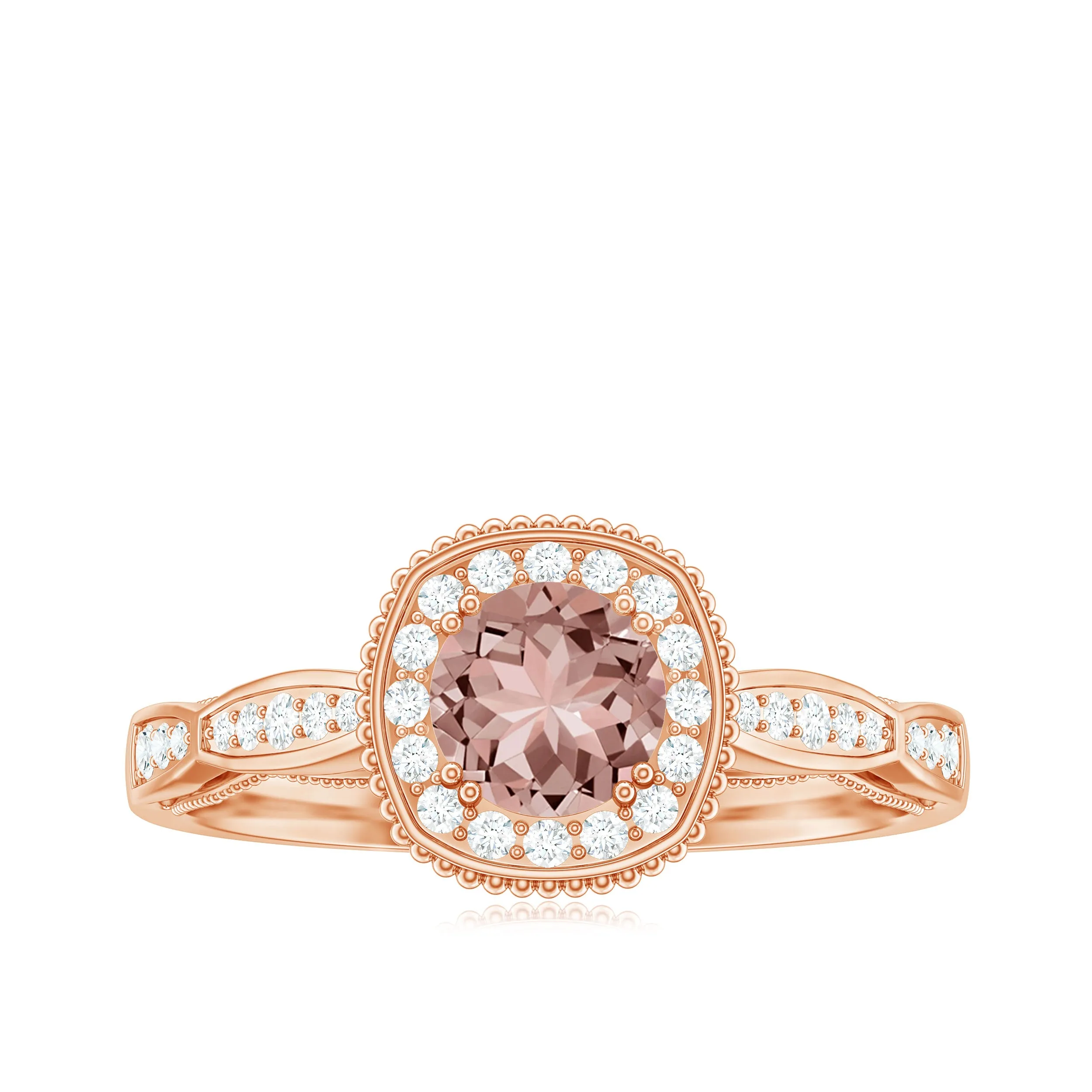 Morganite and Diamond Vintage Engagement Ring