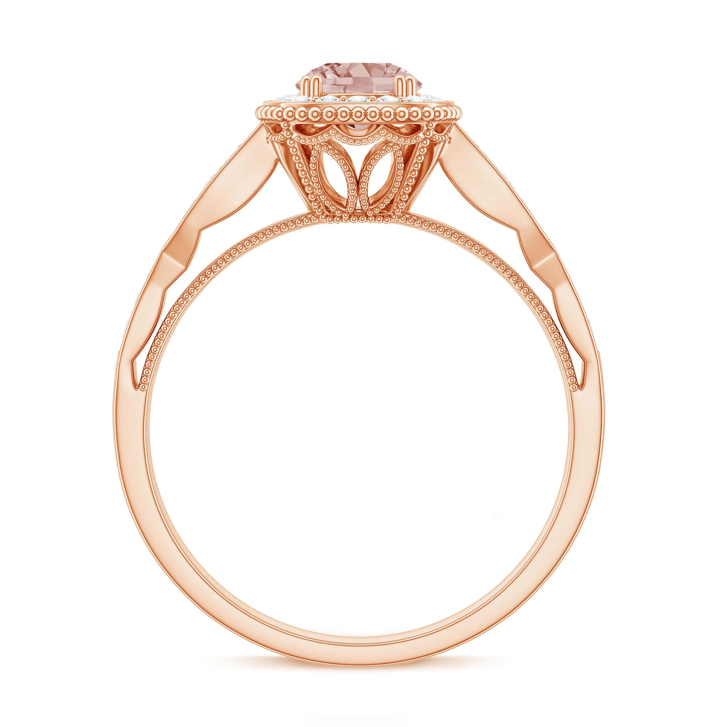 Morganite and Diamond Vintage Engagement Ring