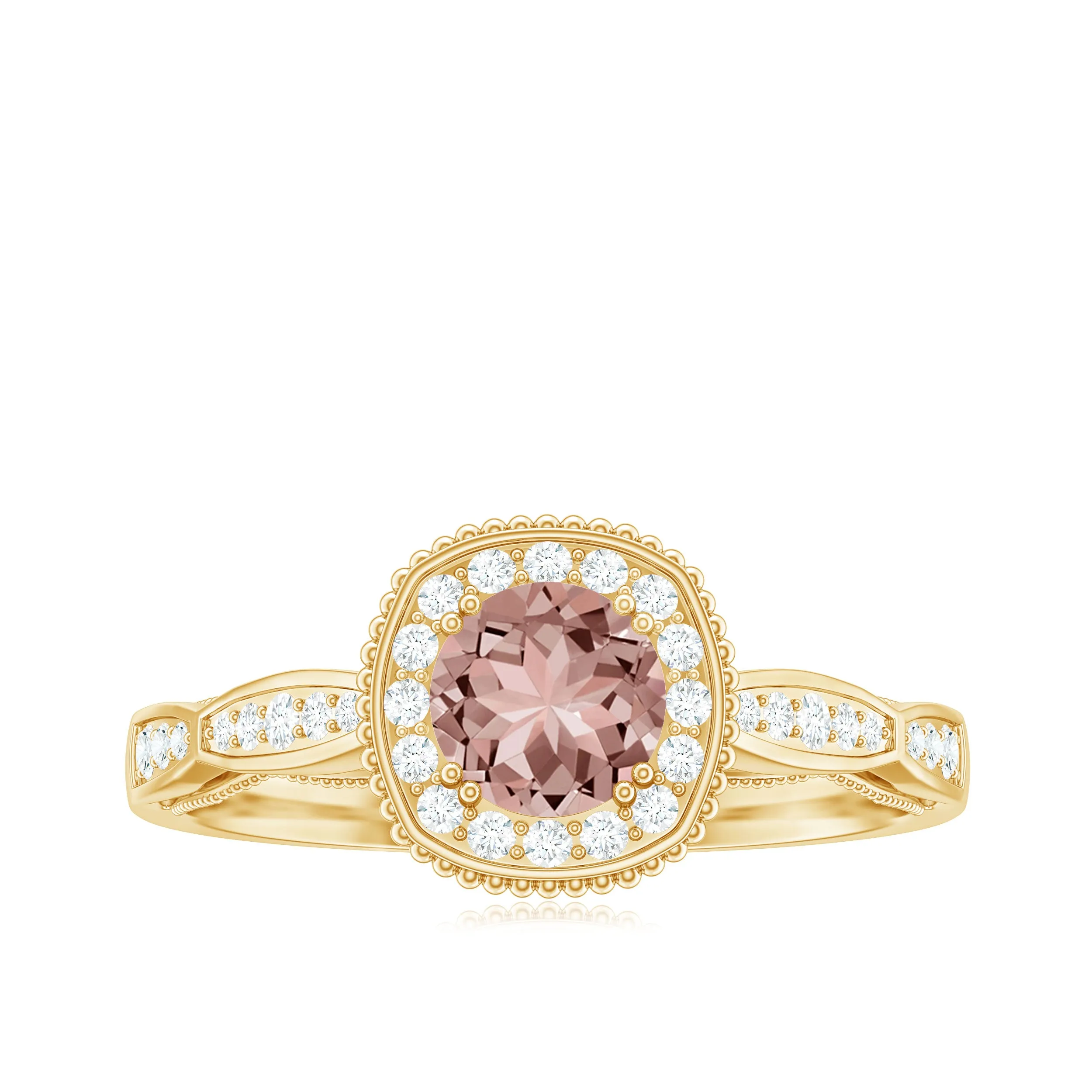 Morganite and Diamond Vintage Engagement Ring