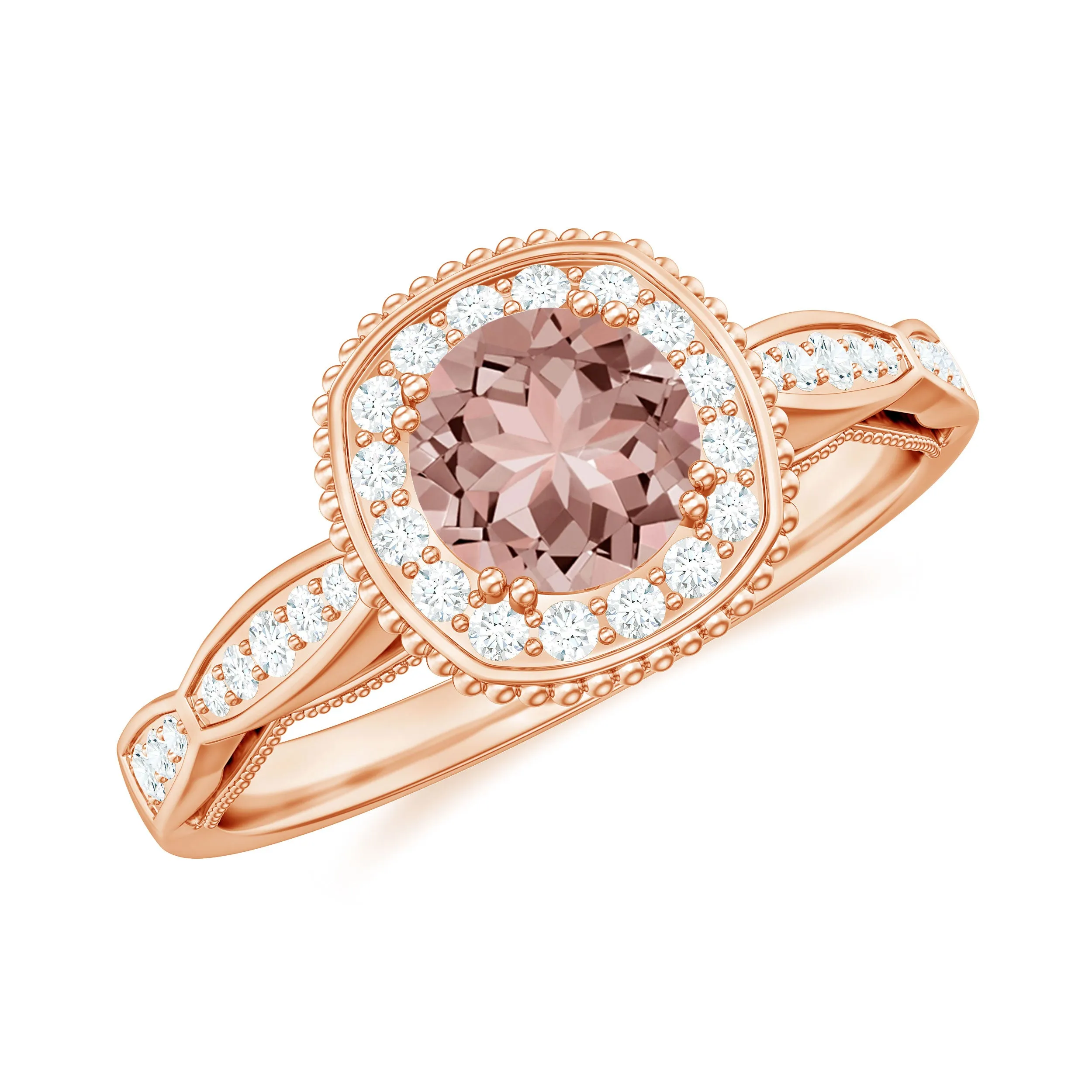Morganite and Diamond Vintage Engagement Ring