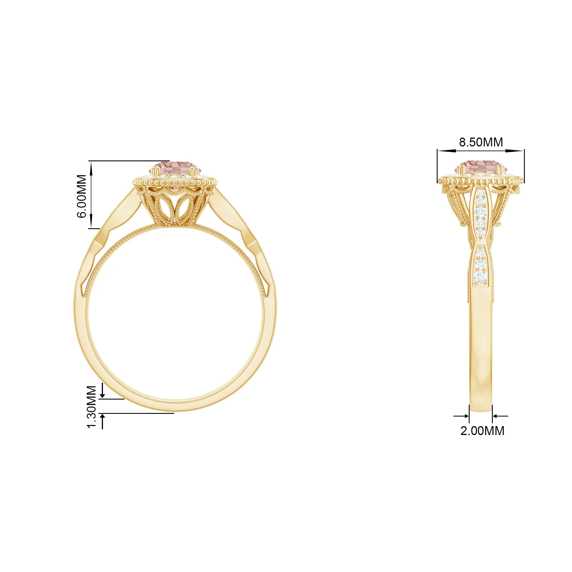Morganite and Diamond Vintage Engagement Ring