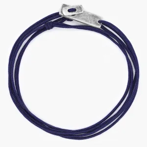 Multi Wraps String Bracelet With Sterling Silver Button (Navy)