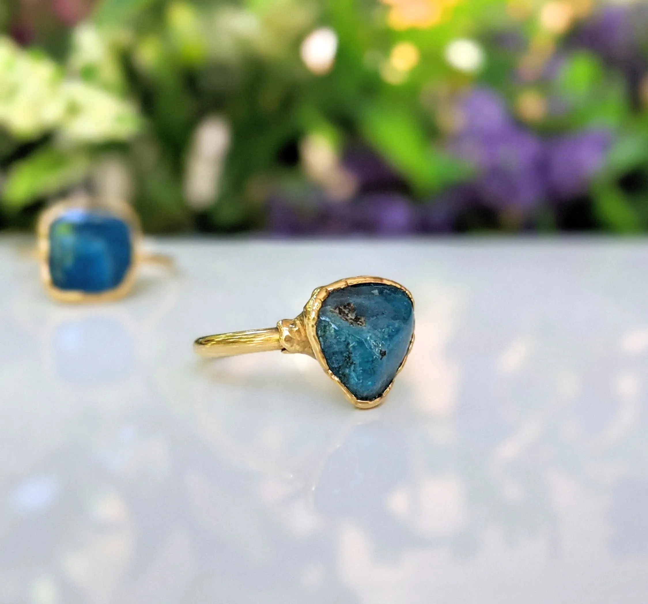 Natural blue Apatite ring