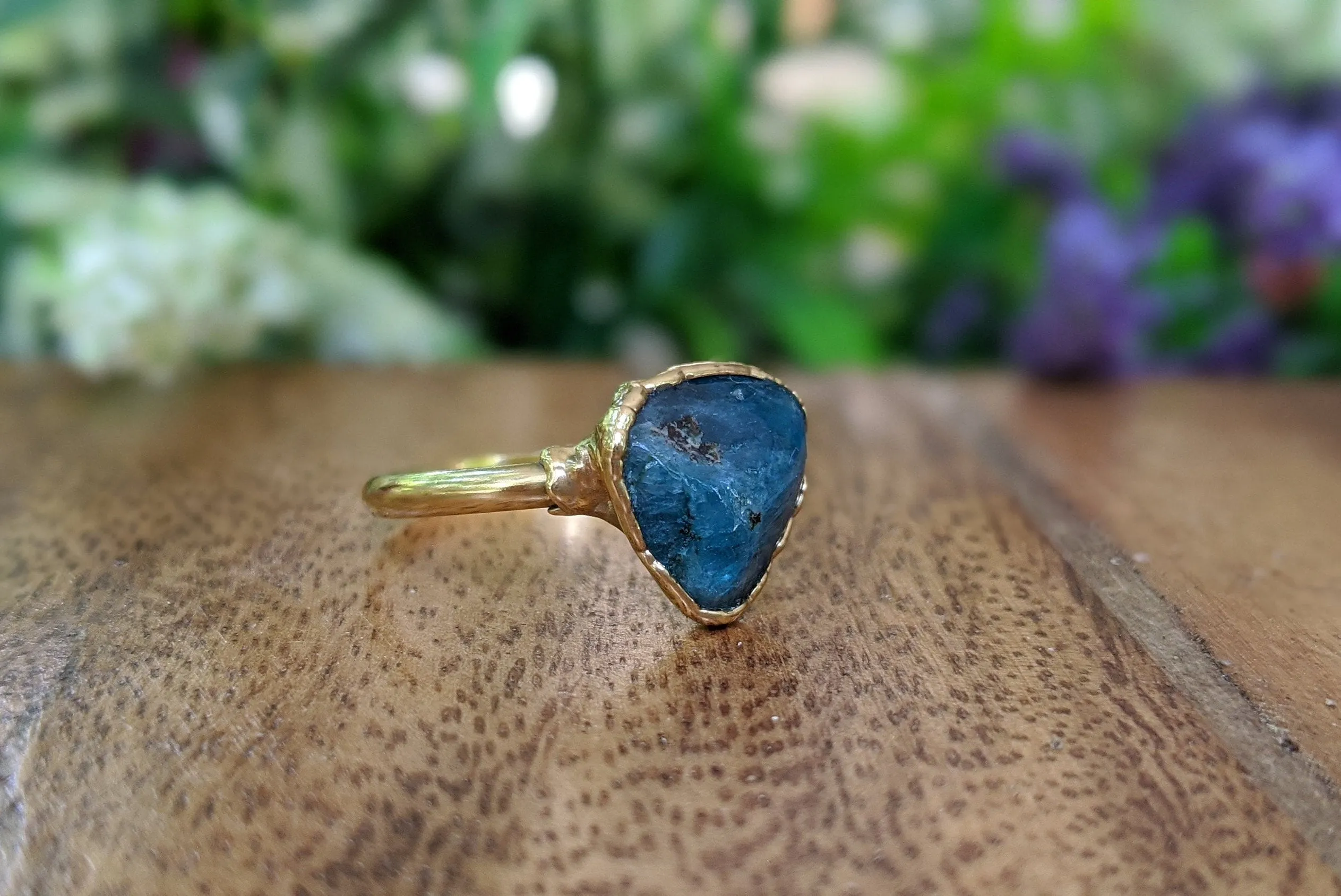Natural blue Apatite ring