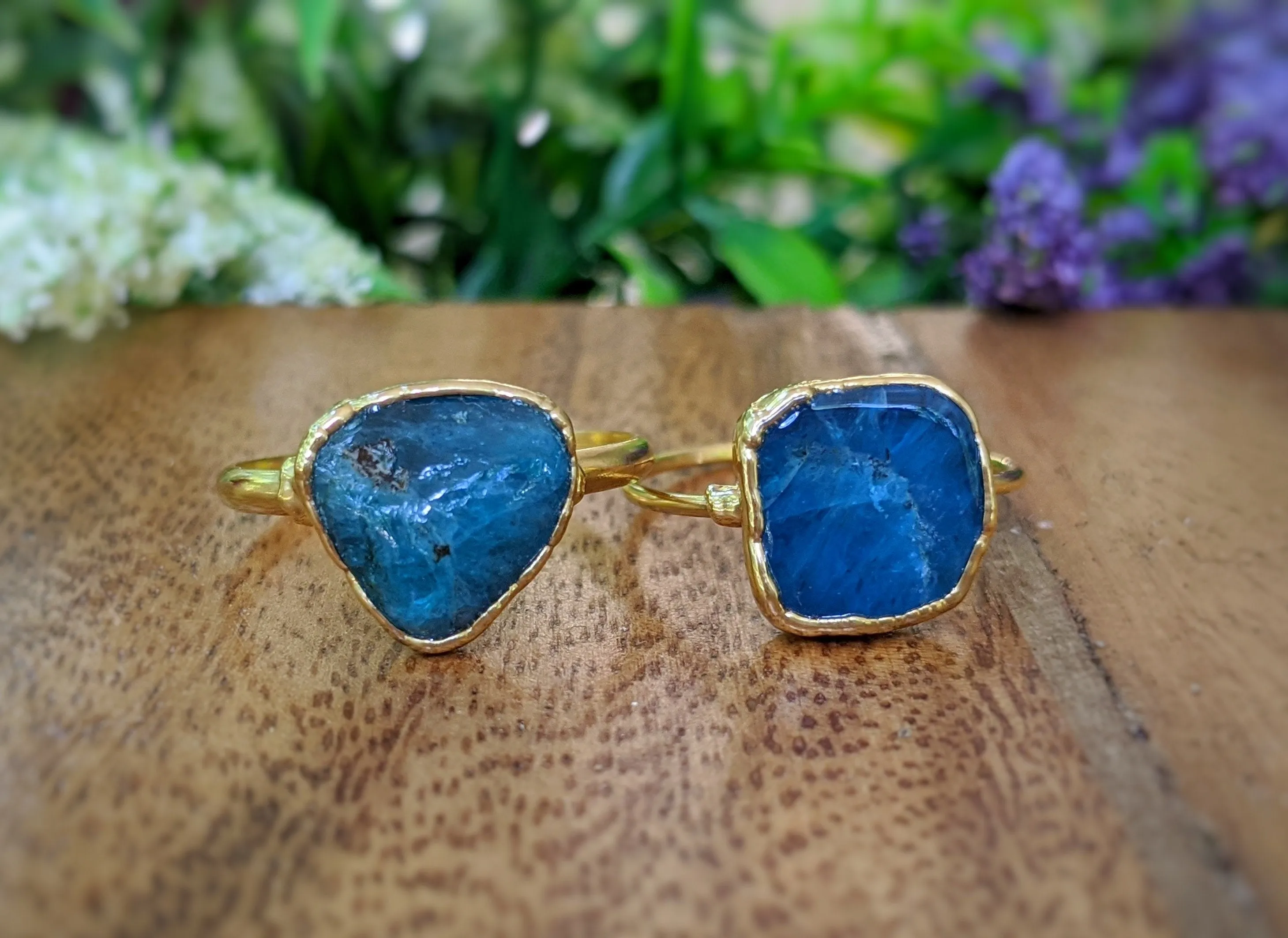 Natural blue Apatite ring
