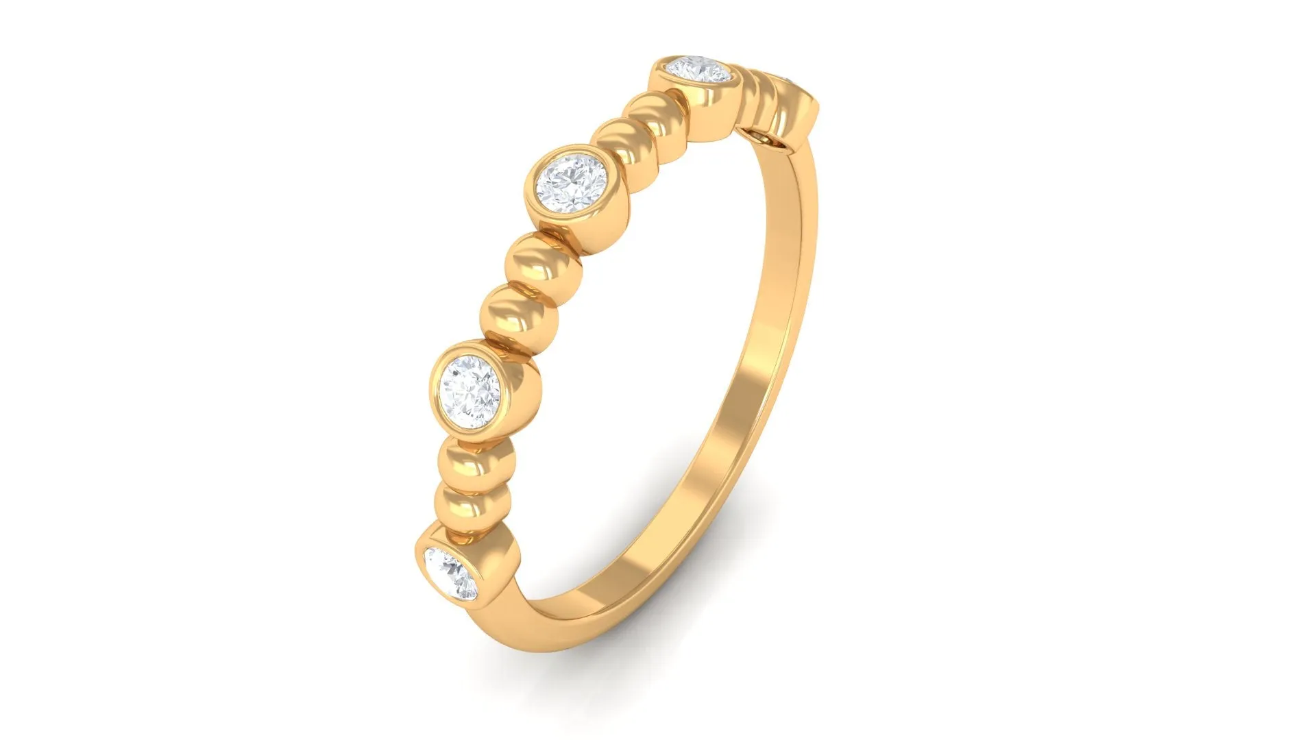 Natural Diamond Beaded Half Eternity Stackable Ring