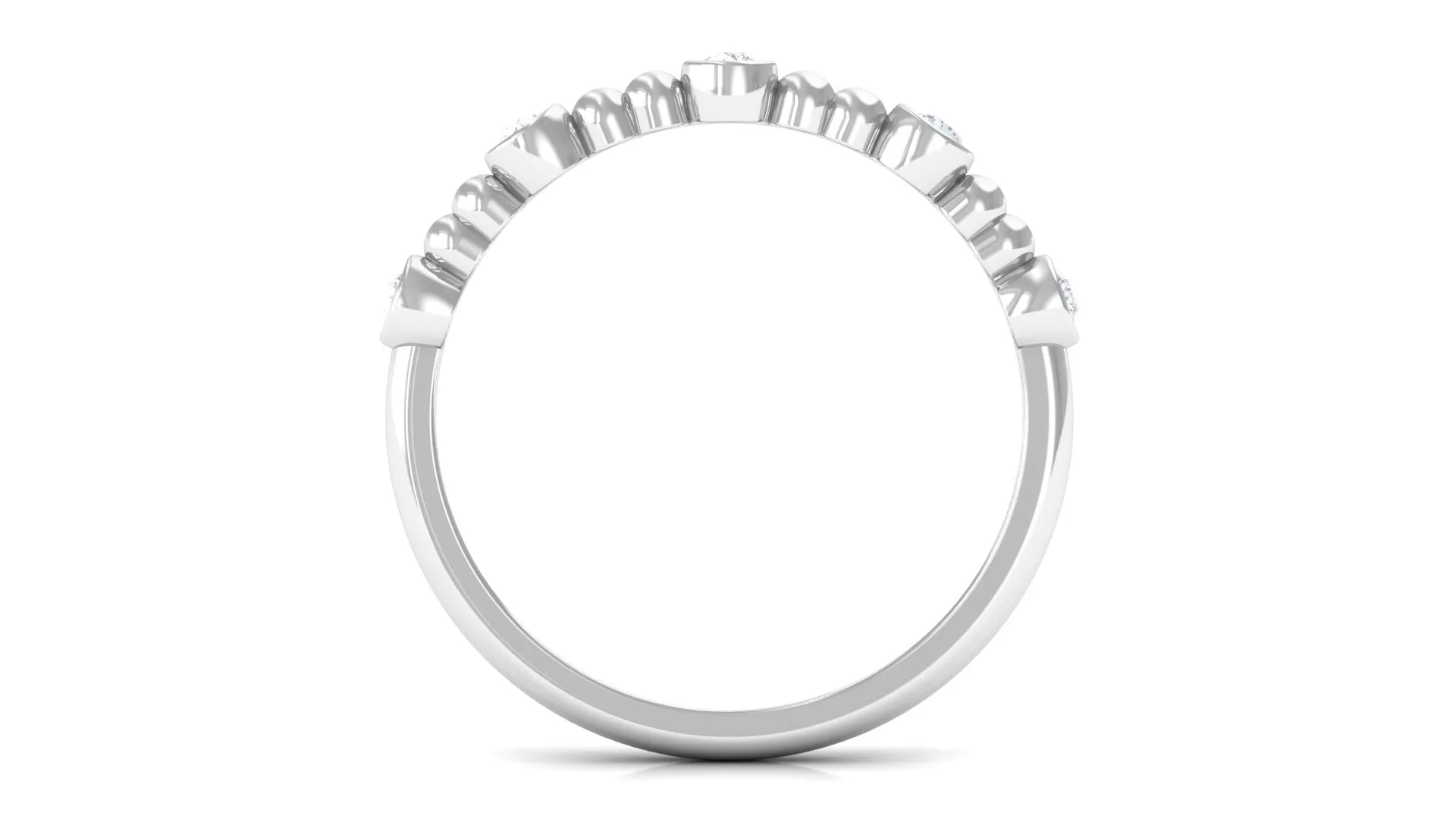Natural Diamond Beaded Half Eternity Stackable Ring
