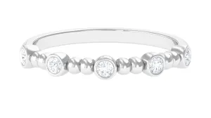 Natural Diamond Beaded Half Eternity Stackable Ring
