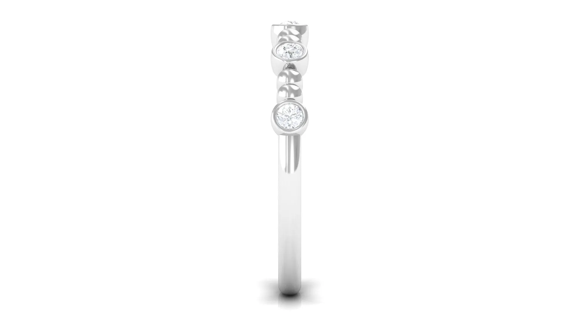Natural Diamond Beaded Half Eternity Stackable Ring