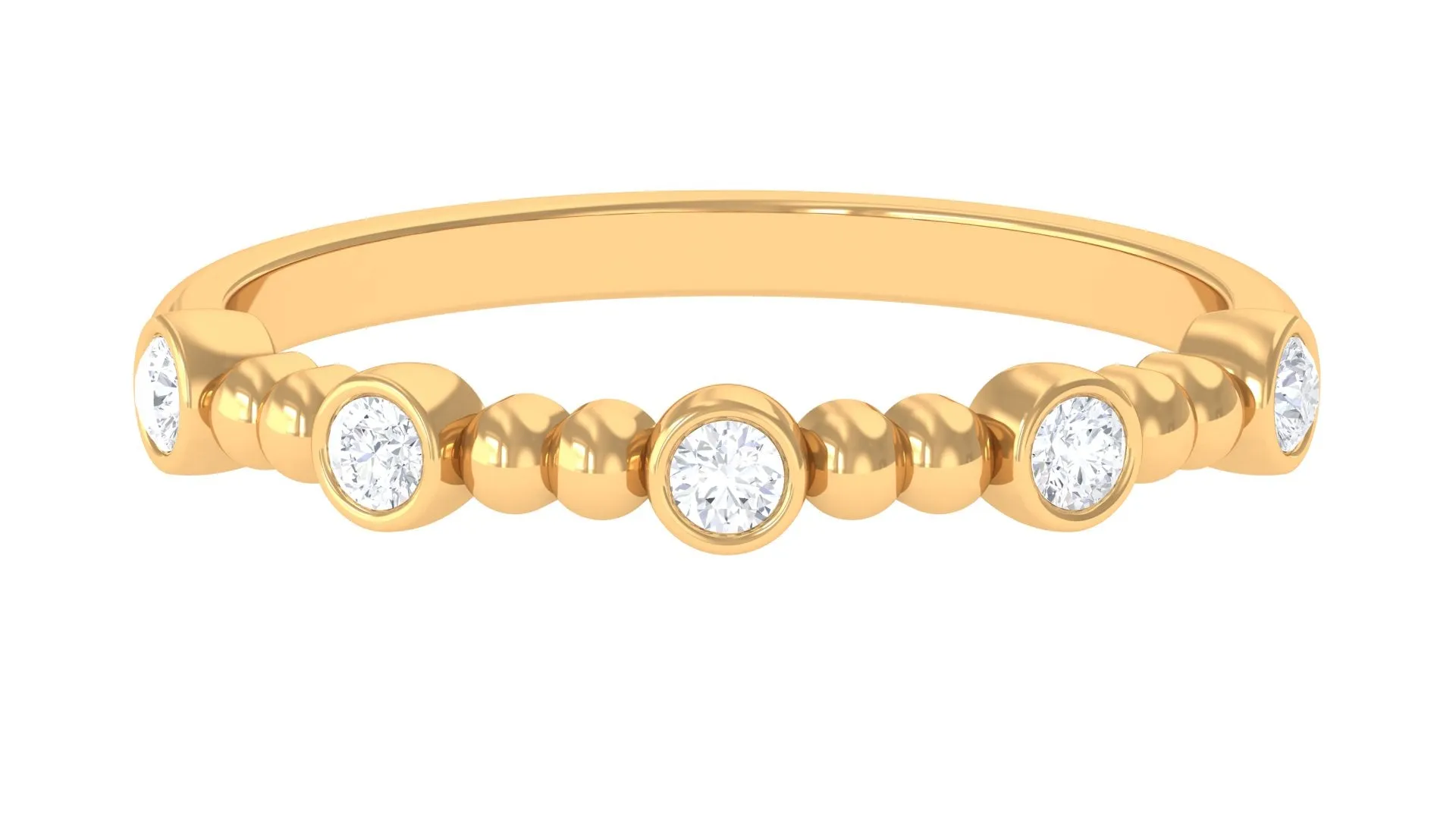 Natural Diamond Beaded Half Eternity Stackable Ring