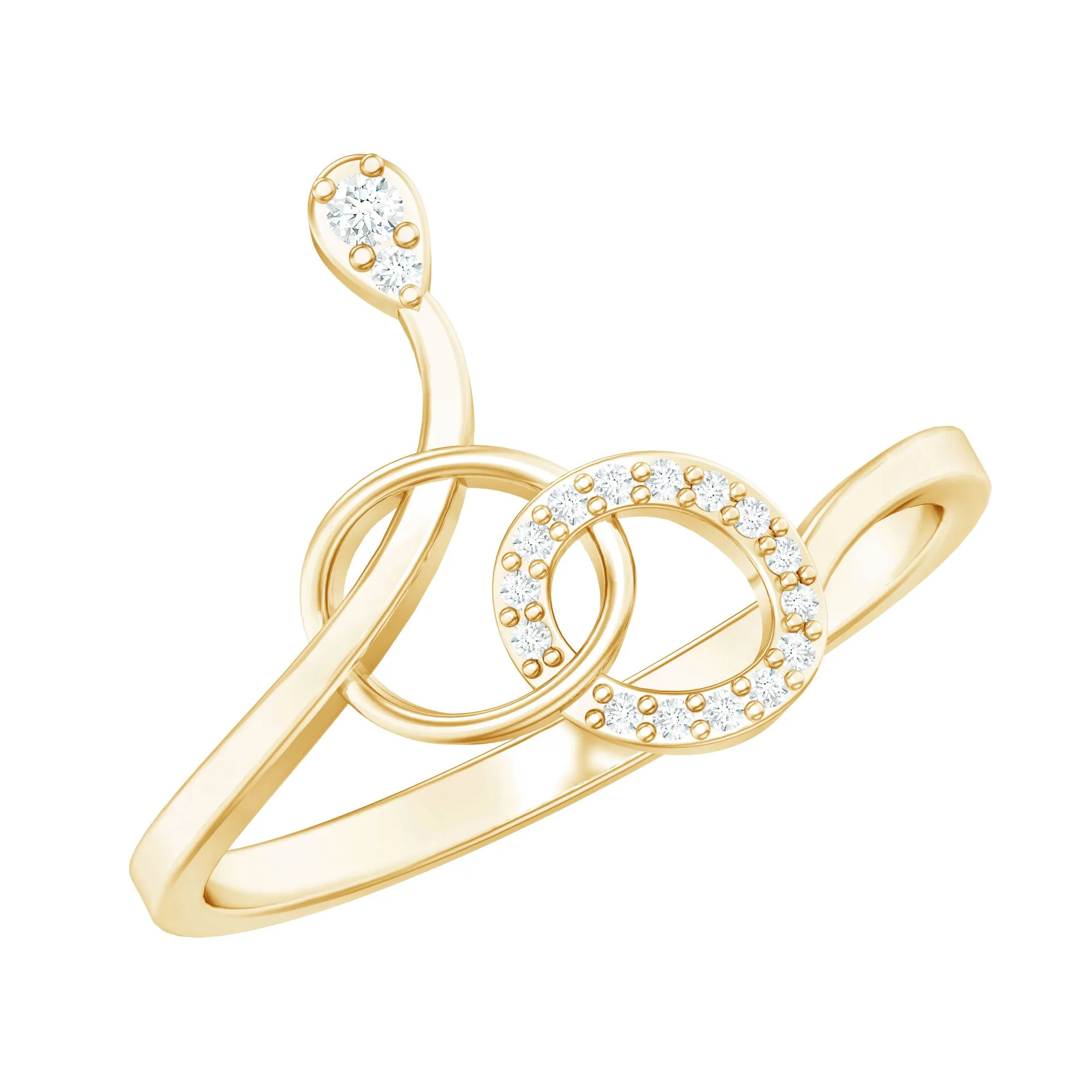 Natural Diamond Minimal Knot Ring in Prong Setting