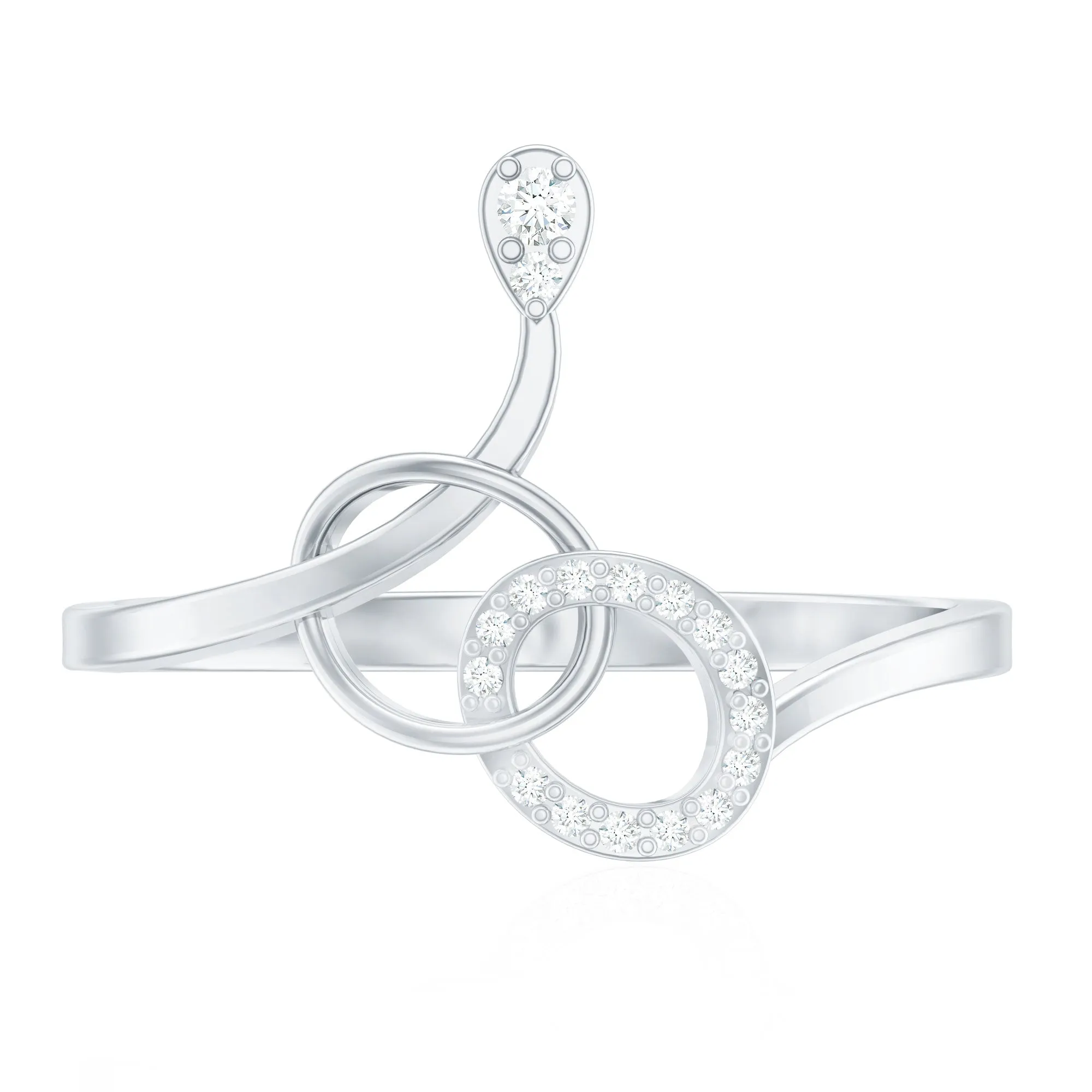 Natural Diamond Minimal Knot Ring in Prong Setting