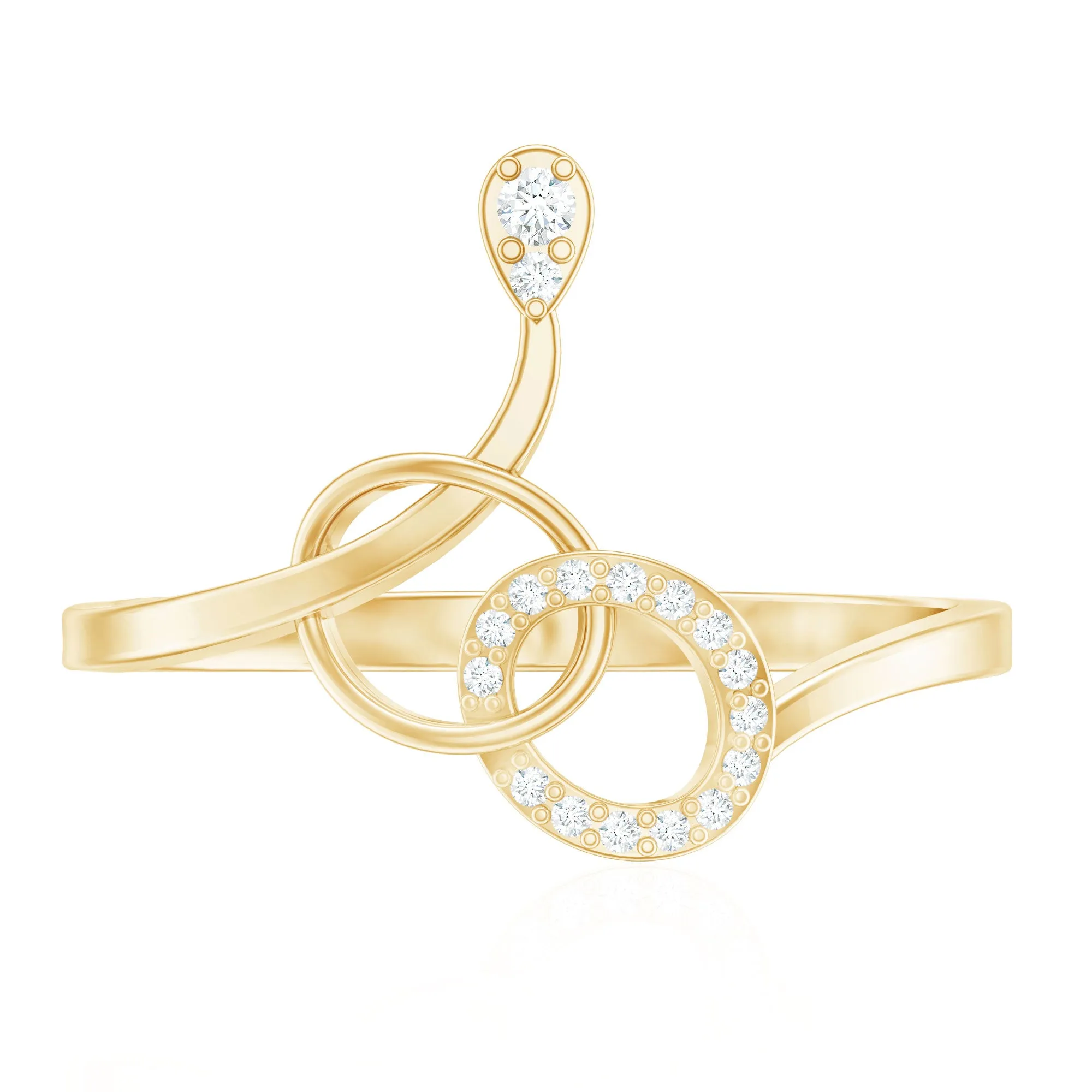 Natural Diamond Minimal Knot Ring in Prong Setting
