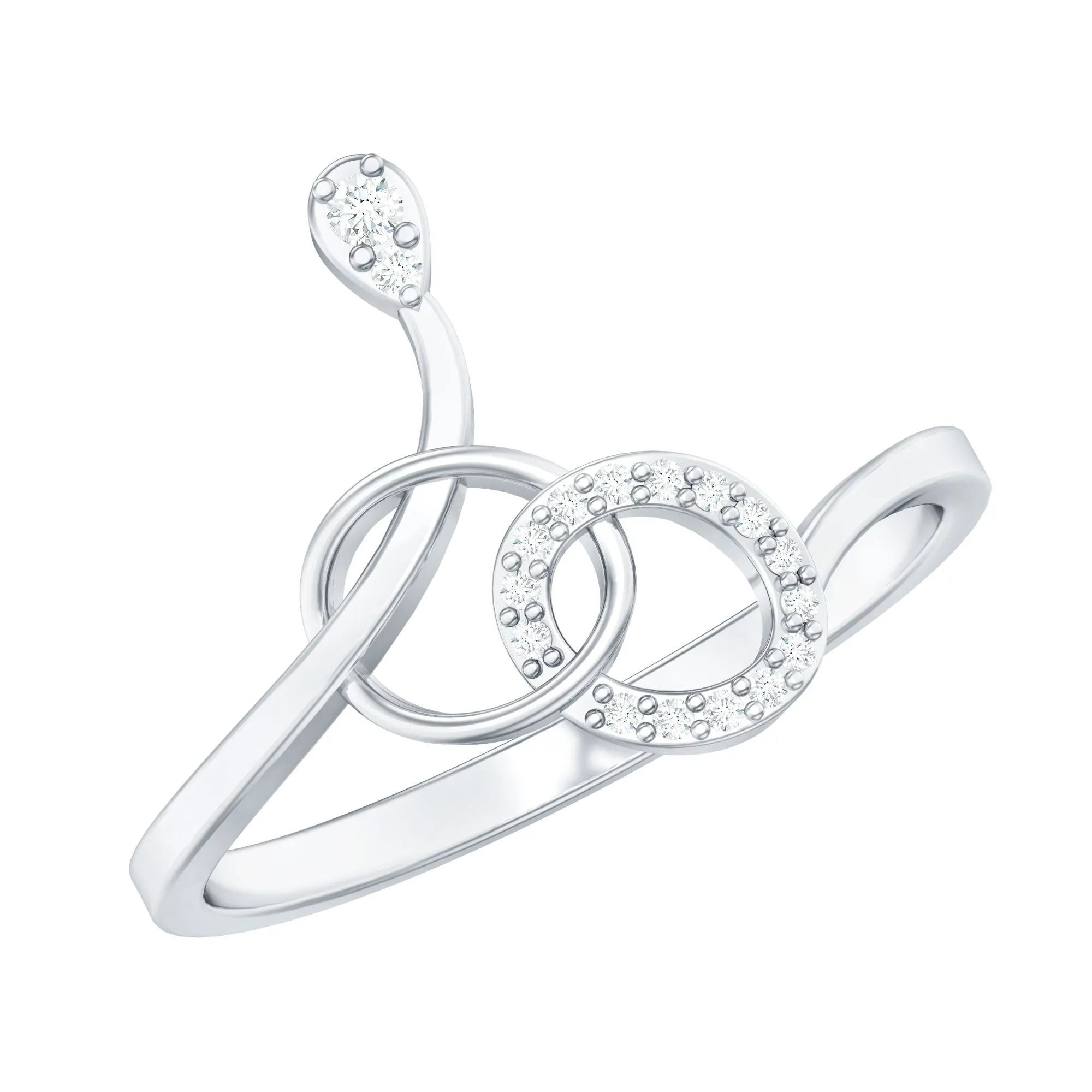 Natural Diamond Minimal Knot Ring in Prong Setting