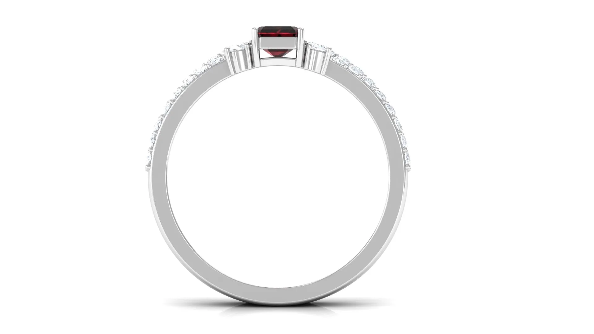 Natural Garnet and Diamond Solitaire Ring Set