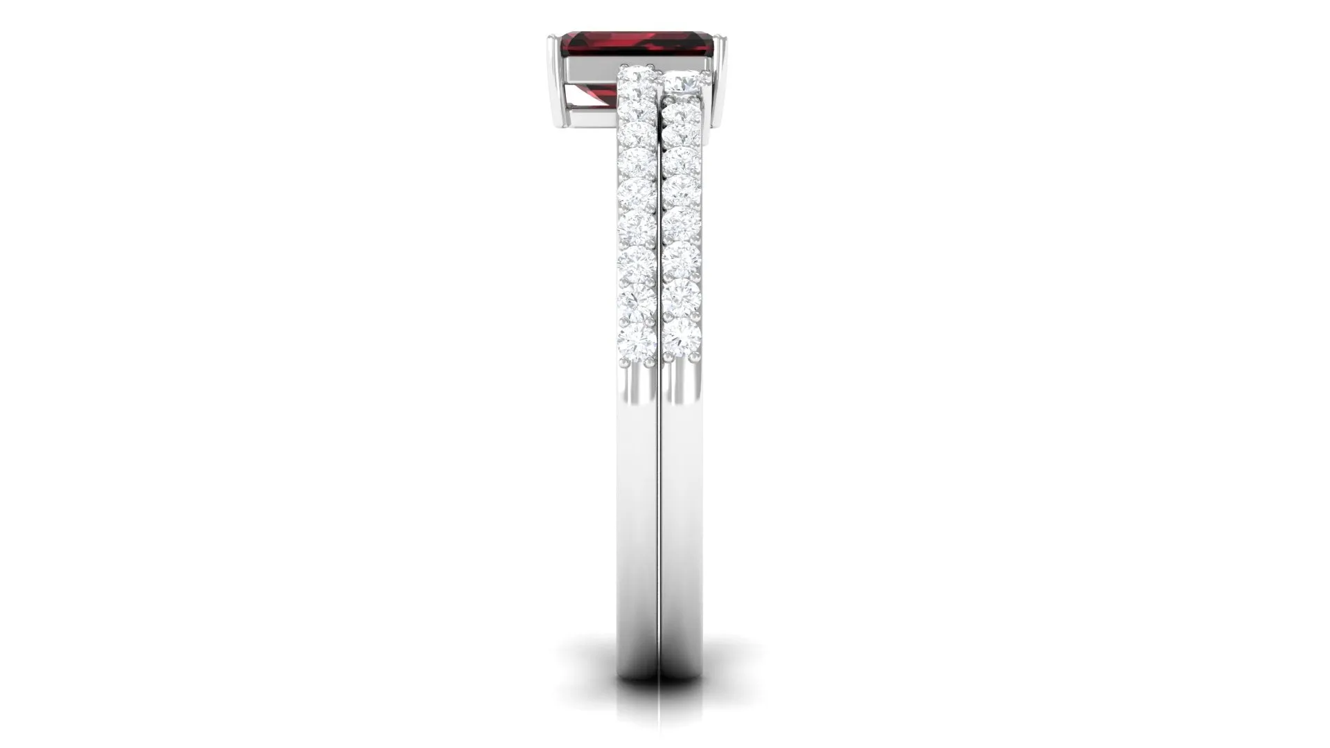 Natural Garnet and Diamond Solitaire Ring Set