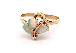 Opal & Diamond 9ct Yellow Gold Ring