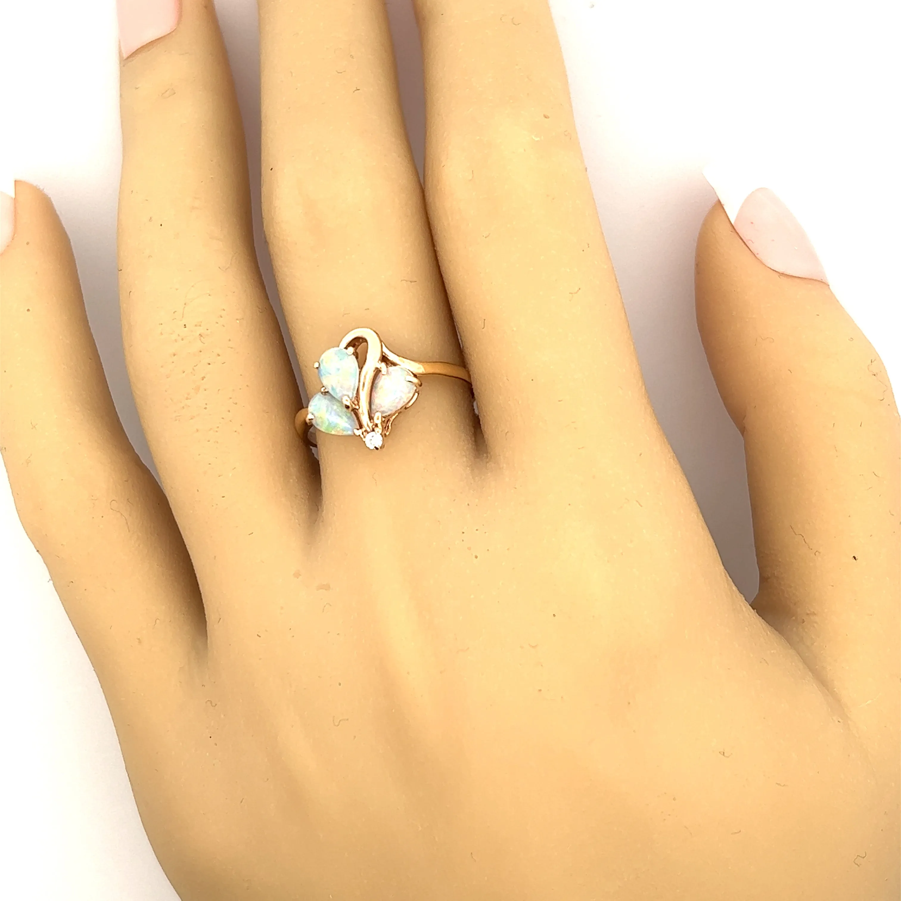 Opal & Diamond 9ct Yellow Gold Ring