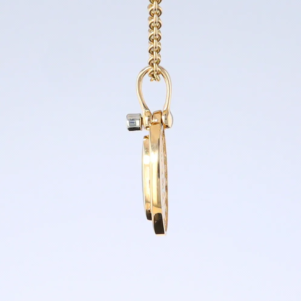 Opal Pendant Oval Inlaid Design with .22ctw Round Diamonds Halo