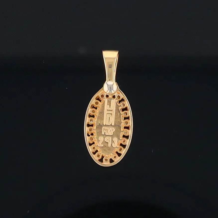 Opal Pendant Oval Inlaid Design with .22ctw Round Diamonds Halo
