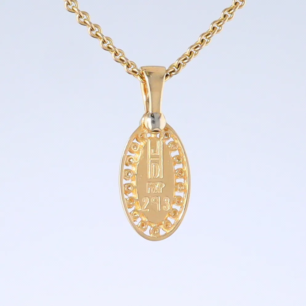 Opal Pendant Oval Inlaid Design with .22ctw Round Diamonds Halo