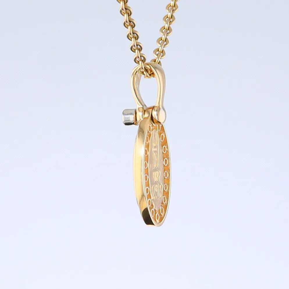 Opal Pendant Oval Inlaid Design with .22ctw Round Diamonds Halo