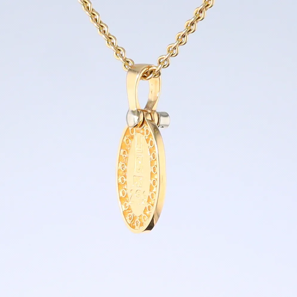 Opal Pendant Oval Inlaid Design with .22ctw Round Diamonds Halo