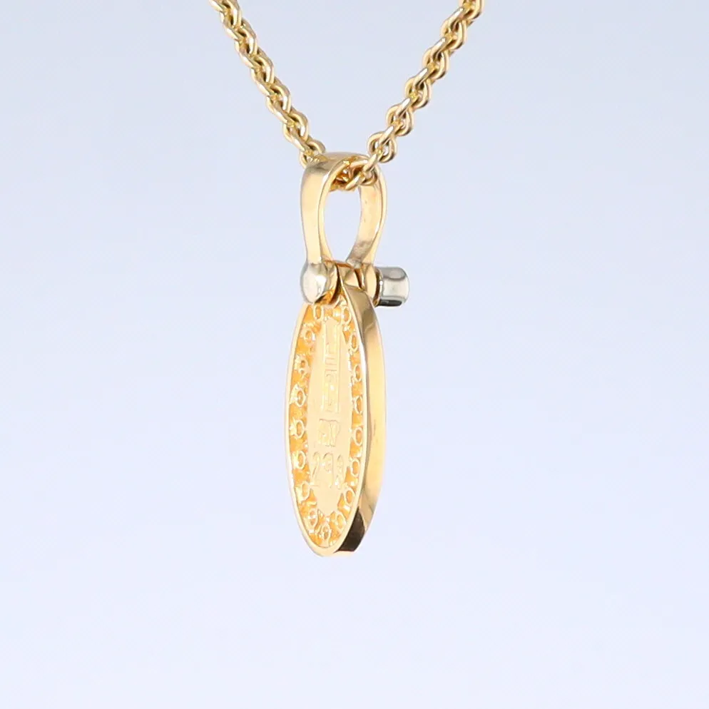 Opal Pendant Oval Inlaid Design with .22ctw Round Diamonds Halo