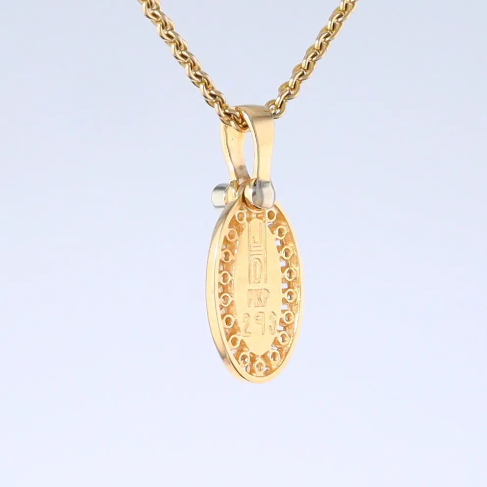 Opal Pendant Oval Inlaid Design with .22ctw Round Diamonds Halo