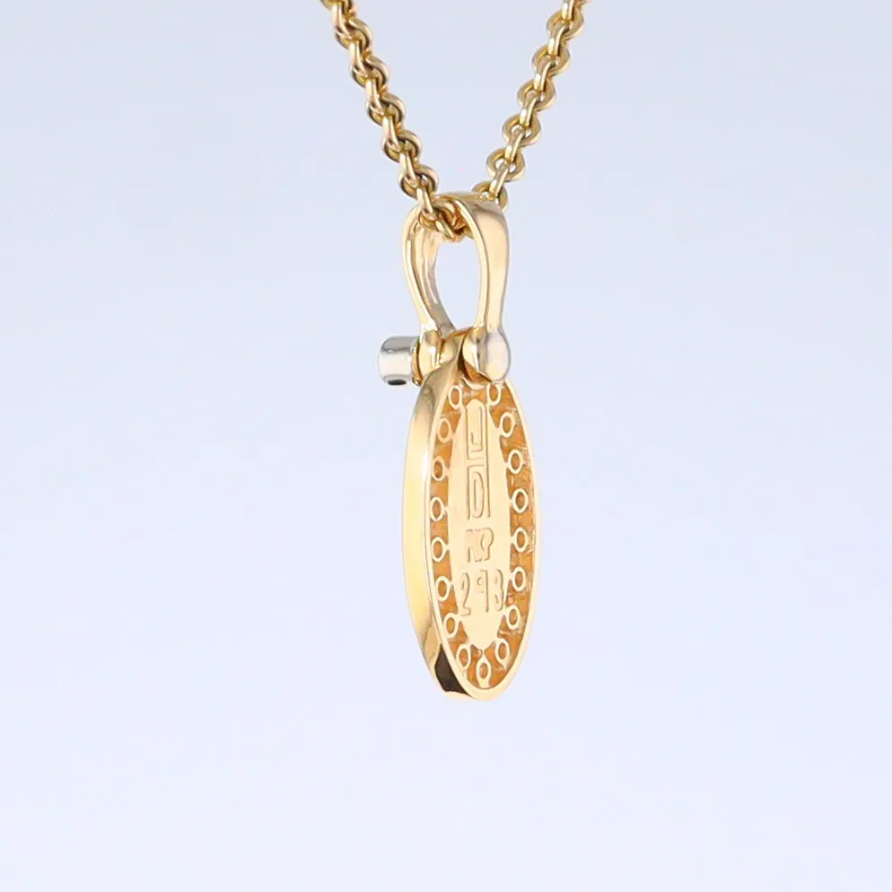 Opal Pendant Oval Inlaid Design with .22ctw Round Diamonds Halo