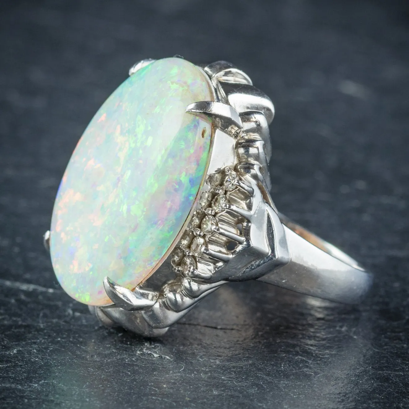 Opal Ring Platinum 10.84Ct Opal