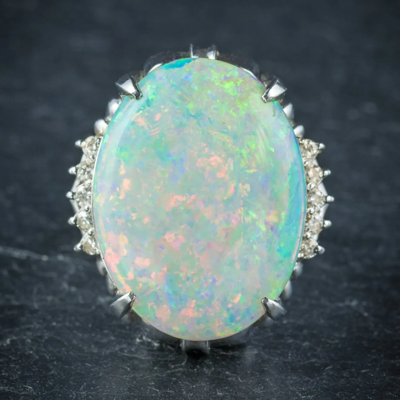 Opal Ring Platinum 10.84Ct Opal