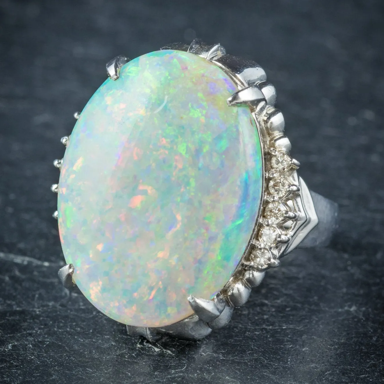 Opal Ring Platinum 10.84Ct Opal