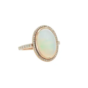 Opal Ring with Pave Halo