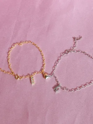 Our Heart is One Couple Bracelet, 925 Sterling Silver