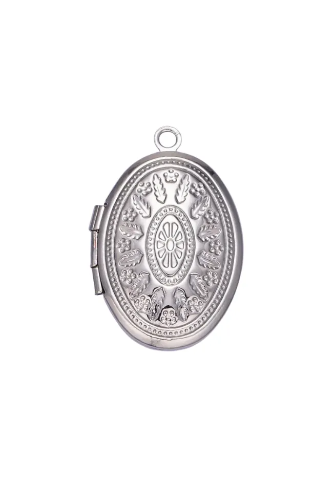 Oval Hammered Leaf Locket
