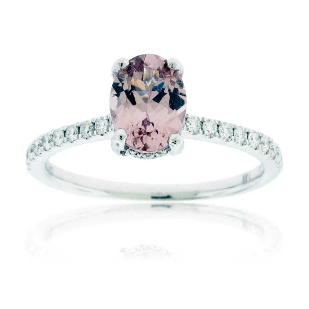 Oval Lotus Garnet & Diamond Ring