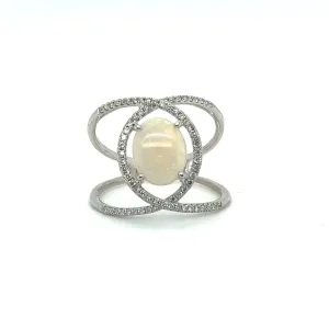Oval Opal & Diamond Infinity White Gold Ring