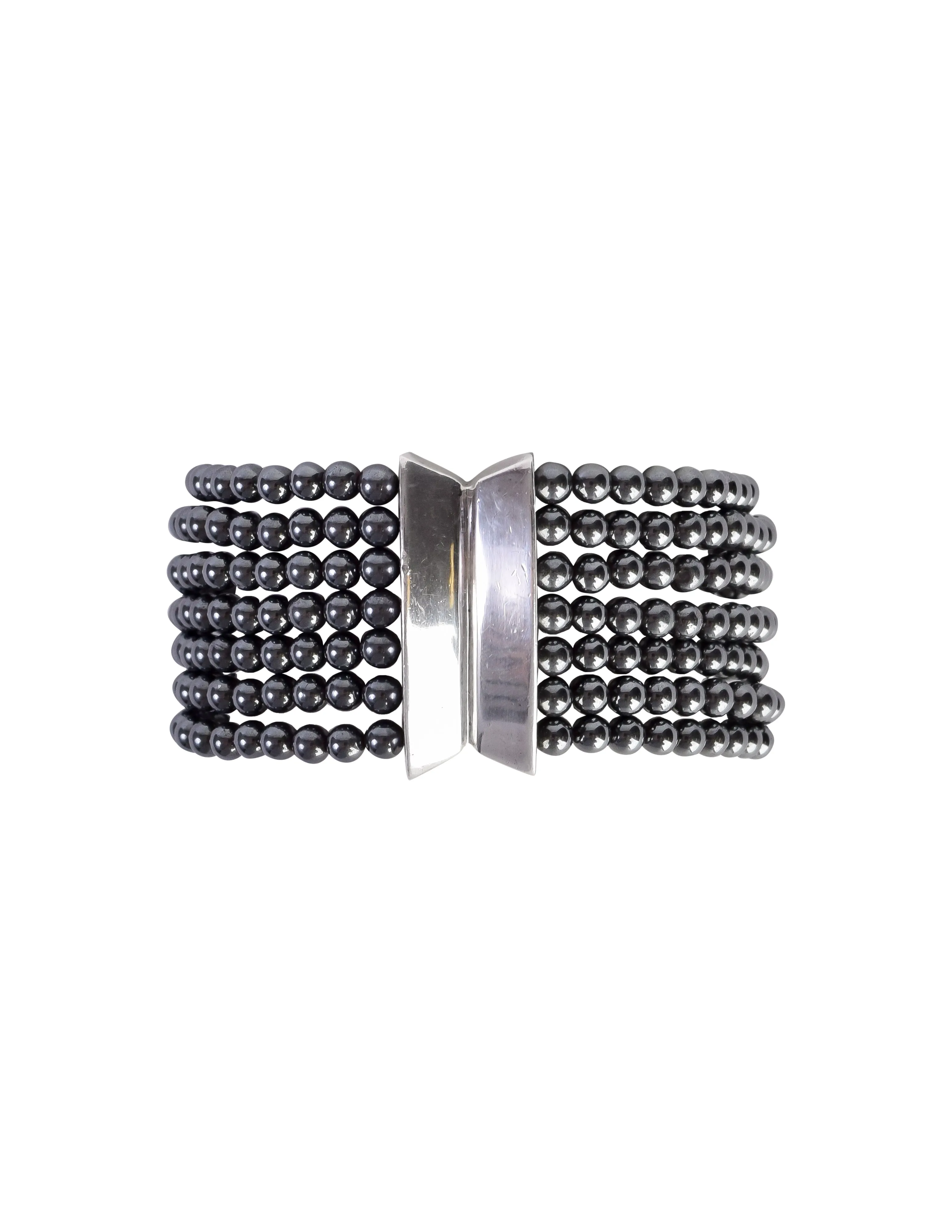 Patricia von Musulin Vintage Sterling Silver Hematite Bead Multistrand Bracelet
