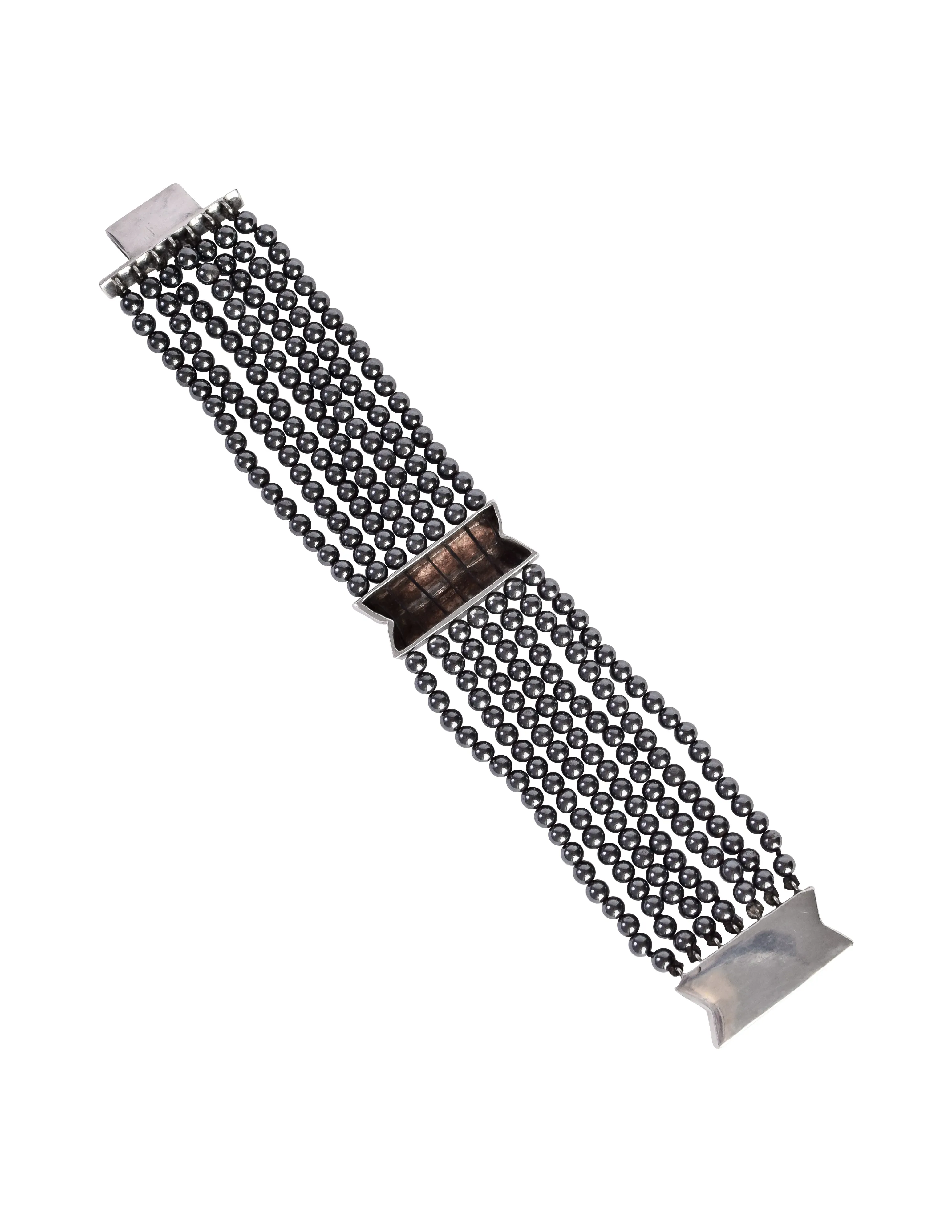 Patricia von Musulin Vintage Sterling Silver Hematite Bead Multistrand Bracelet