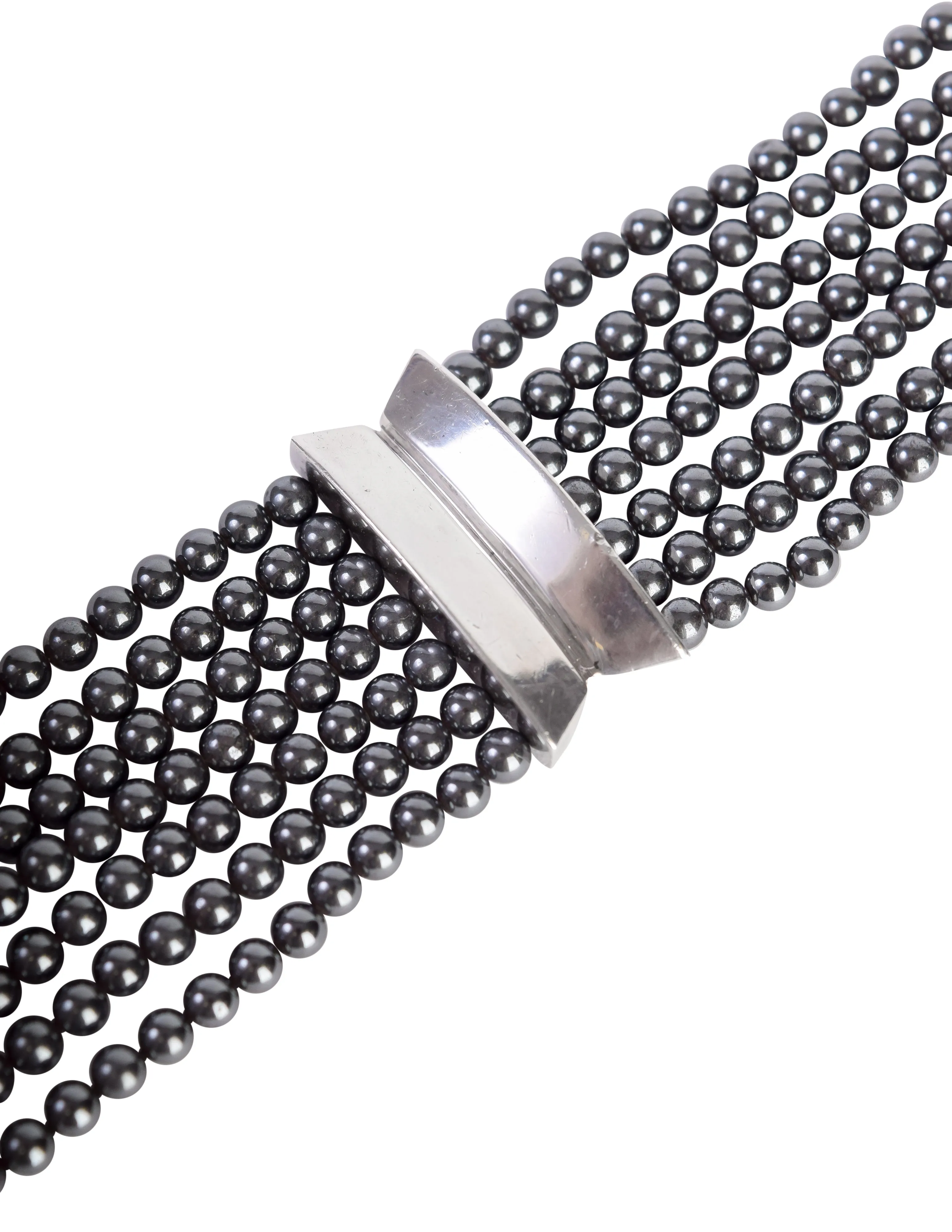Patricia von Musulin Vintage Sterling Silver Hematite Bead Multistrand Bracelet