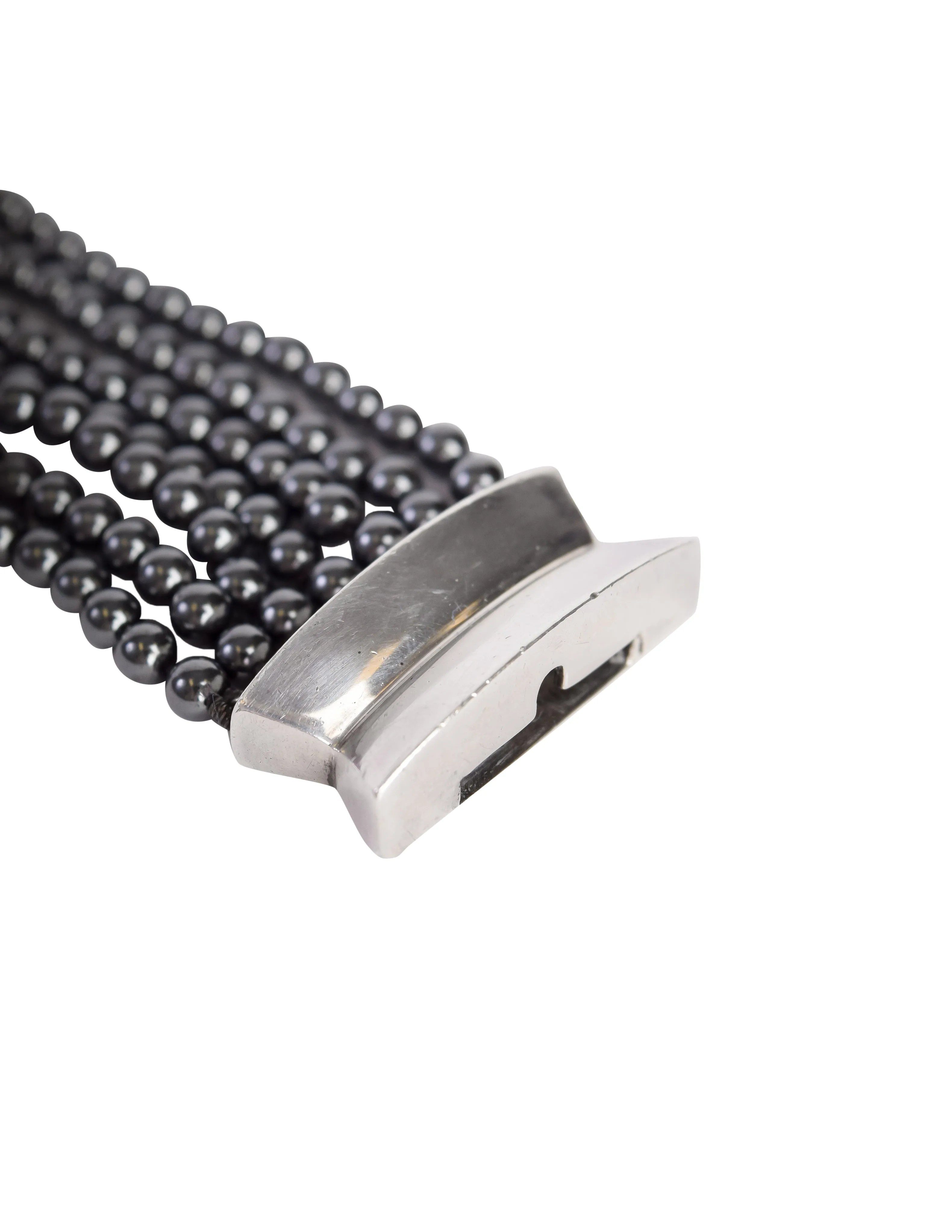Patricia von Musulin Vintage Sterling Silver Hematite Bead Multistrand Bracelet