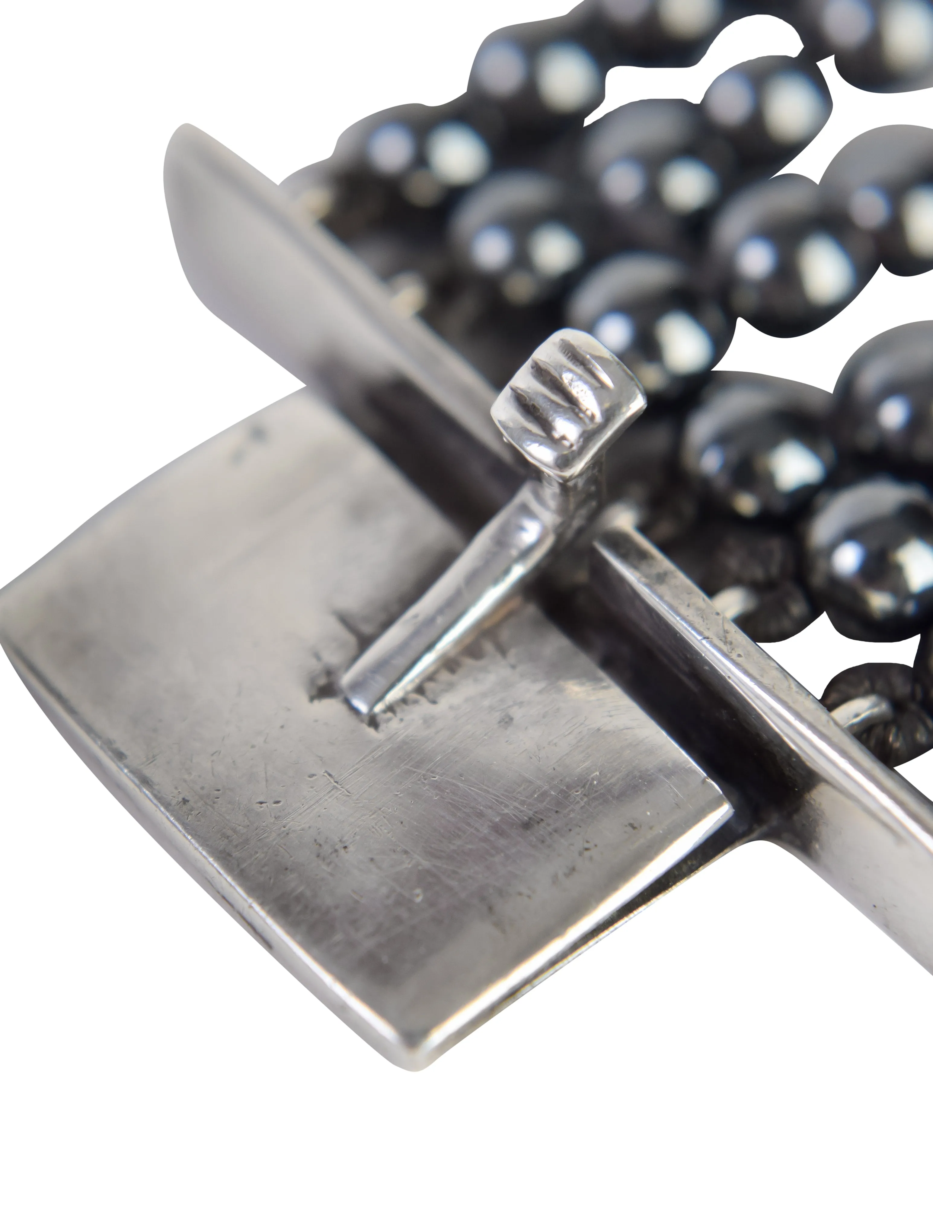 Patricia von Musulin Vintage Sterling Silver Hematite Bead Multistrand Bracelet